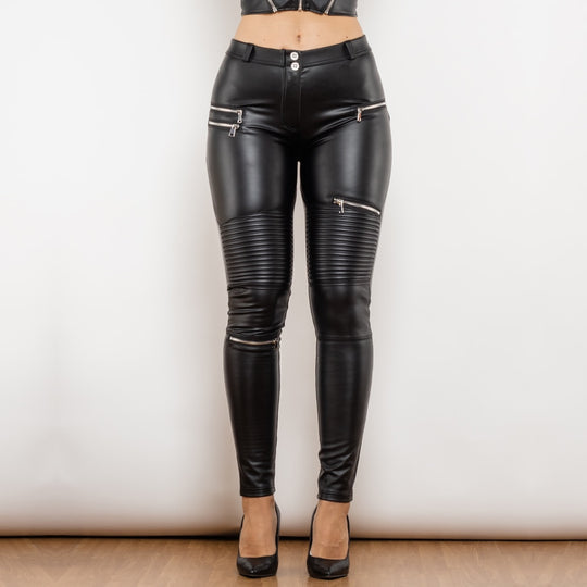 SHAPEWEAR BIKER LEGGINGS - FAUX LEATHER